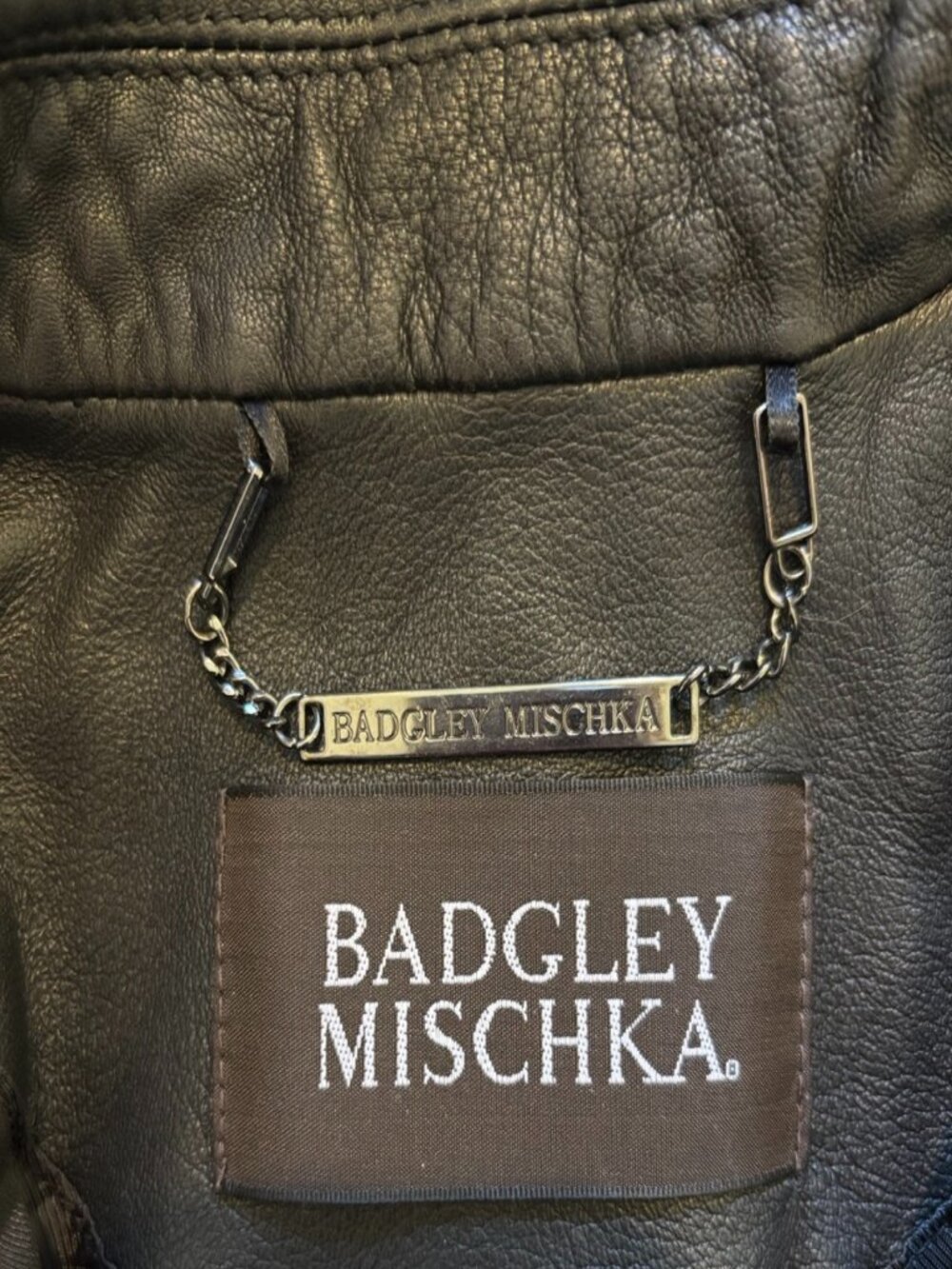 Badgley Mischka Black Leather Moto Jacket - Size XS - Excellent Condition - Picture 5 of 7